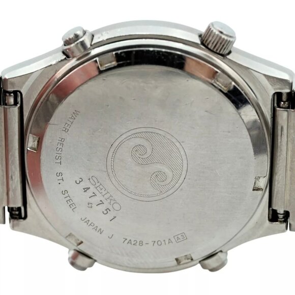 Rare 39mm Vintage Seiko Black Dial Chronograph Japan Quartz Watch Ref: 7A28-701A - Picture 10 of 10